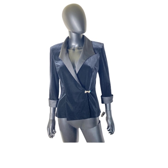 Alex evenings black velour jacket size M (b0) - Picture 1 of 5